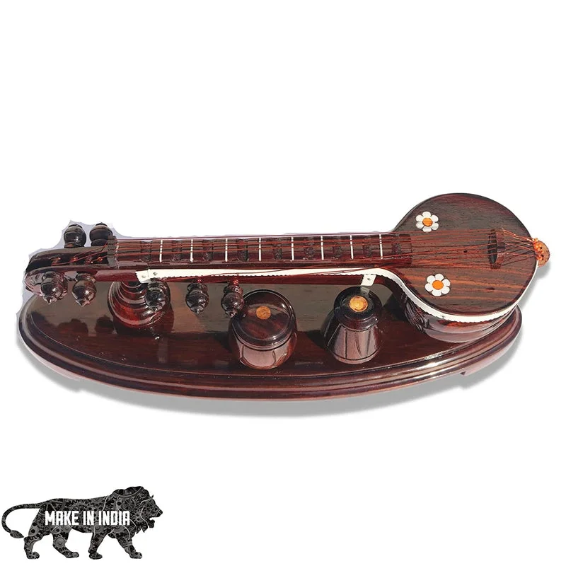 Rose Wooden Handcrafted Veena (25.4 Cm)