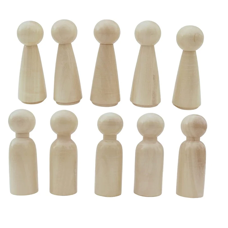 Wooden Peg Dolls 10 PCS Toy for Kids Vegetable Colored safe (NATURAL)